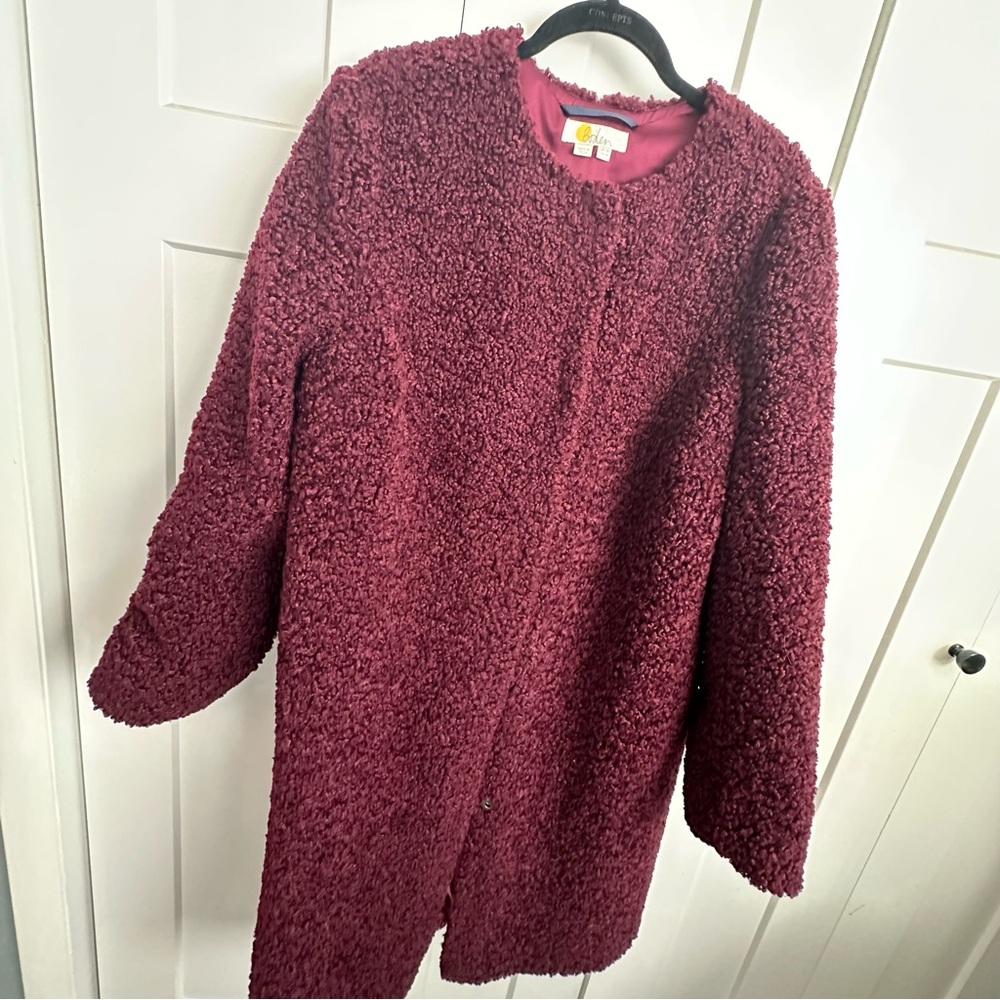 Boden Burgundy/Eggplant Teddy Jacket 14